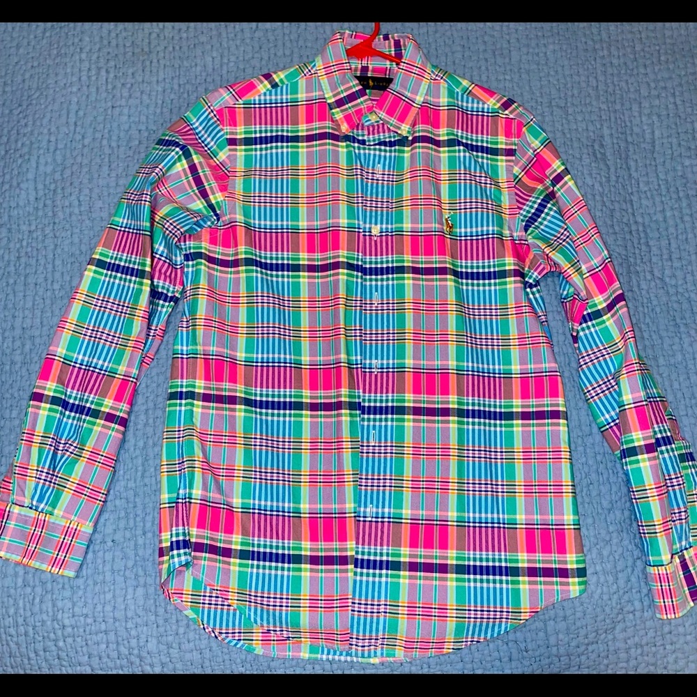 Polo Ralph Lauren bright colors checked button down men’s small
